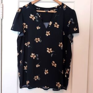 Blue Capped Sleeve Blouse/Top